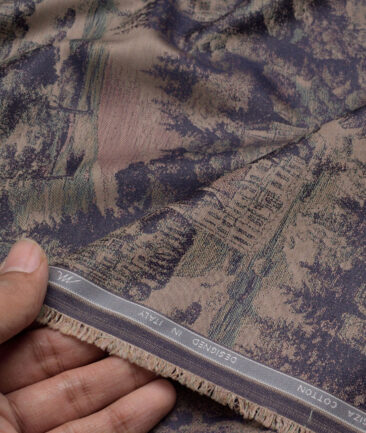 Tessitura Monti  Giza Cotton Self Design Shirting Fabric (Brown)