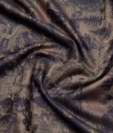 Tessitura Monti  Giza Cotton Self Design Shirting Fabric (Brown)