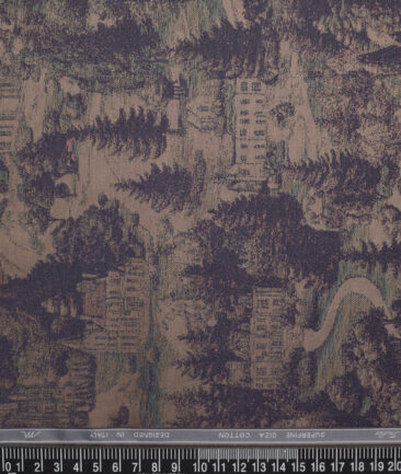 Tessitura Monti  Giza Cotton Self Design Shirting Fabric (Brown)