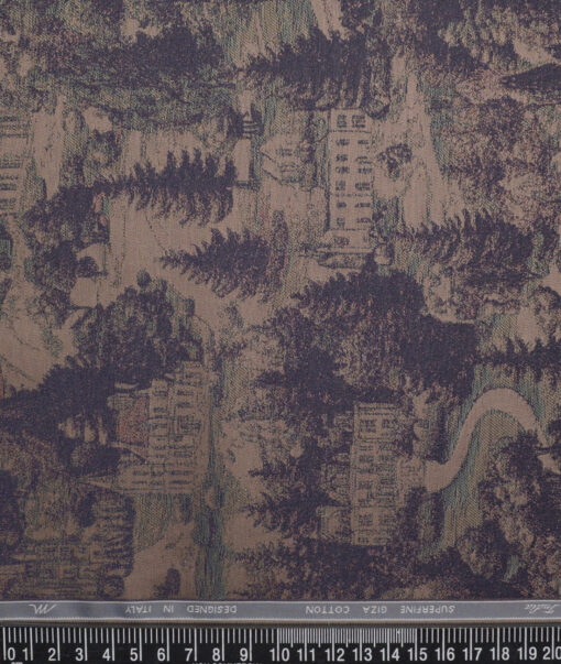 Tessitura Monti  Giza Cotton Self Design Shirting Fabric (Brown)