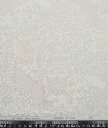 Tessitura Monti  Giza Cotton Self Design Shirting Fabric (Cream & Grey)