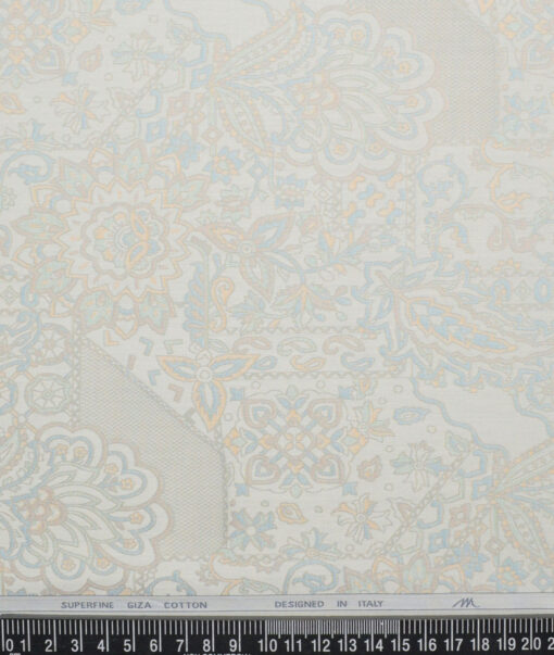Tessitura Monti  Giza Cotton Self Design Shirting Fabric (Cream & Grey)