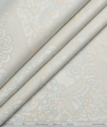 Tessitura Monti  Giza Cotton Self Design Shirting Fabric (Cream & Grey)