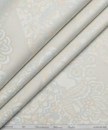 Tessitura Monti  Giza Cotton Self Design Shirting Fabric (Cream & Grey)