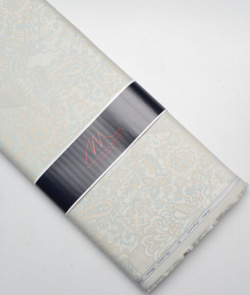 Tessitura Monti  Giza Cotton Self Design Shirting Fabric (Cream & Grey)