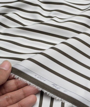 Tessitura Monti 2 Ply 120's Giza Cotton Striped Shirting Fabric (White & Black)