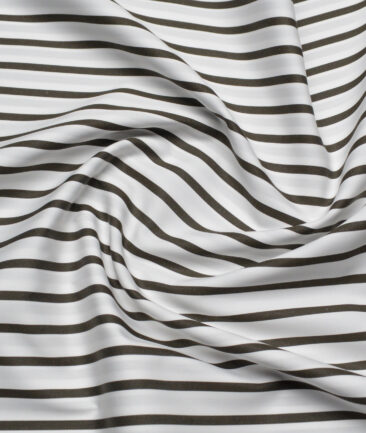 Tessitura Monti 2 Ply 120's Giza Cotton Striped Shirting Fabric (White & Black)