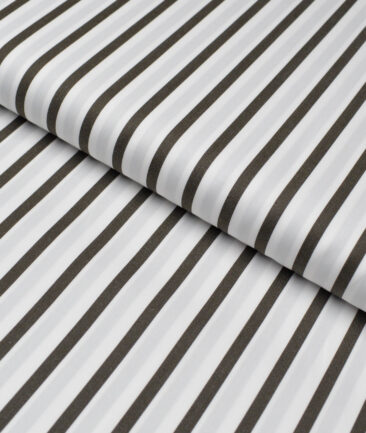 Tessitura Monti 2 Ply 120's Giza Cotton Striped Shirting Fabric (White & Black)