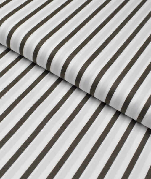 Tessitura Monti 2 Ply 120's Giza Cotton Striped Shirting Fabric (White & Black)