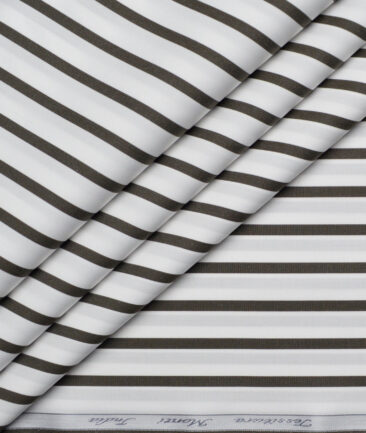 Tessitura Monti 2 Ply 120's Giza Cotton Striped Shirting Fabric (White & Black)