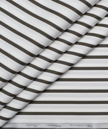 Tessitura Monti 2 Ply 120's Giza Cotton Striped Shirting Fabric (White & Black)