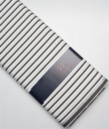 Tessitura Monti 2 Ply 120's Giza Cotton Striped Shirting Fabric (White & Black)