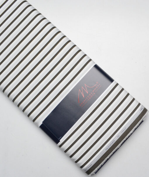 Tessitura Monti 2 Ply 120's Giza Cotton Striped Shirting Fabric (White & Black)