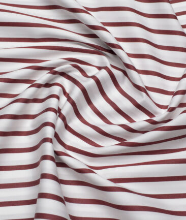 Tessitura Monti 2 Ply 120's Giza Cotton Striped Shirting Fabric (White & Wine)