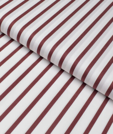 Tessitura Monti 2 Ply 120's Giza Cotton Striped Shirting Fabric (White & Wine)