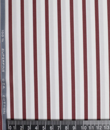 Tessitura Monti 2 Ply 120's Giza Cotton Striped Shirting Fabric (White & Wine)