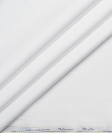 Tessitura Monti 2 Ply 120's Giza Cotton Solids Shirting Fabric (White)