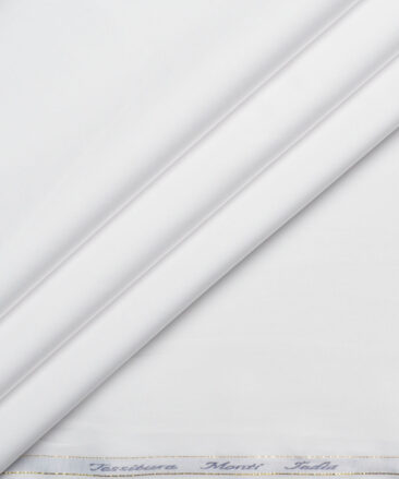 Tessitura Monti 2 Ply 120's Giza Cotton Solids Shirting Fabric (White)