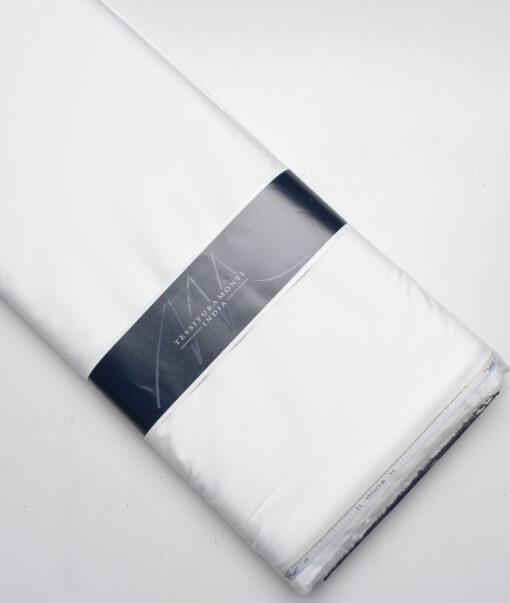 Tessitura Monti 2 Ply 120's Giza Cotton Solids Shirting Fabric (White)