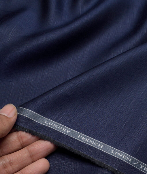 Tessitura Monti  Linen Tencel Solids Shirting Fabric (Dark Blue)