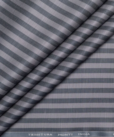 Tessitura Monti  Linen Tencel Striped Shirting Fabric (Grey & Dark Grey)