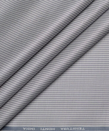 Tessitura Monti  Linen Tencel Striped Shirting Fabric (Grey)